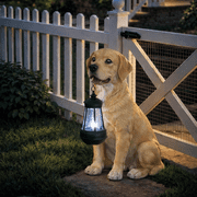 WONDER GARDEN 12.9 Dog Ornaments Decoration Garden Statue, Solar Lights