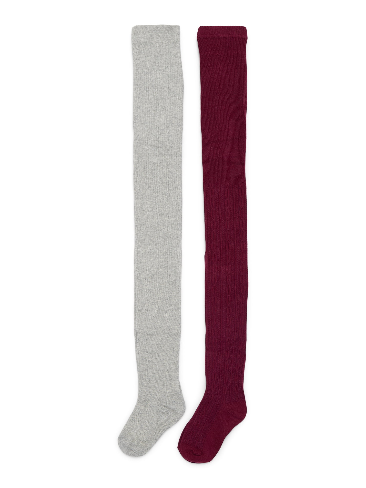 Wonder Nation Girls Cable Knit Tights, 2-Pack, Sizes S-L