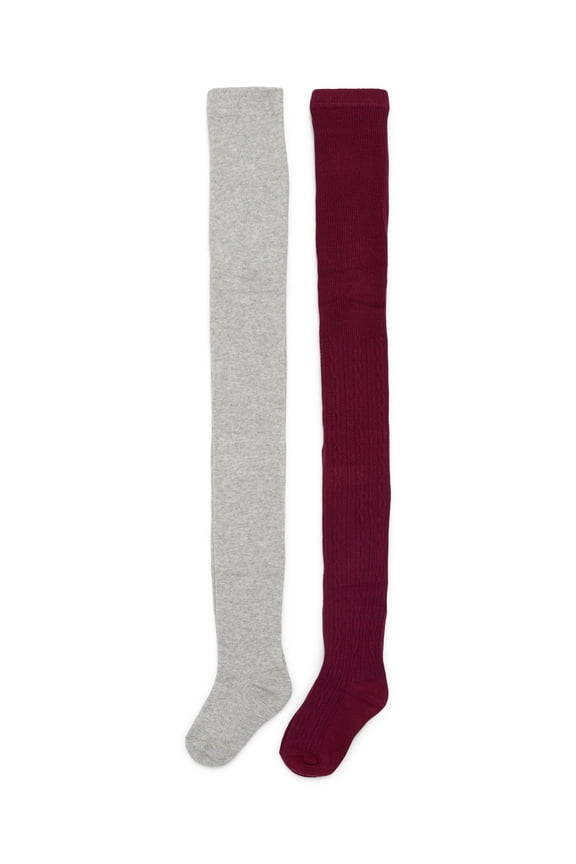 Girls Cable Knit Tights, 2-Pack, Sizes S-L