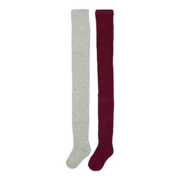 Wonder Nation Girls Cable Knit Tights, 2-Pack, Sizes S-L