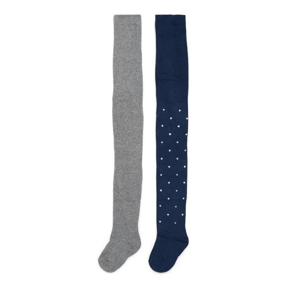 Wonder Nation Girls Star Print Tights, 2-Pack, Sizes S-L