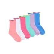 Wonder Nation Girls Mid Crew Socks, 6-Pack, Sizes 10.5-4