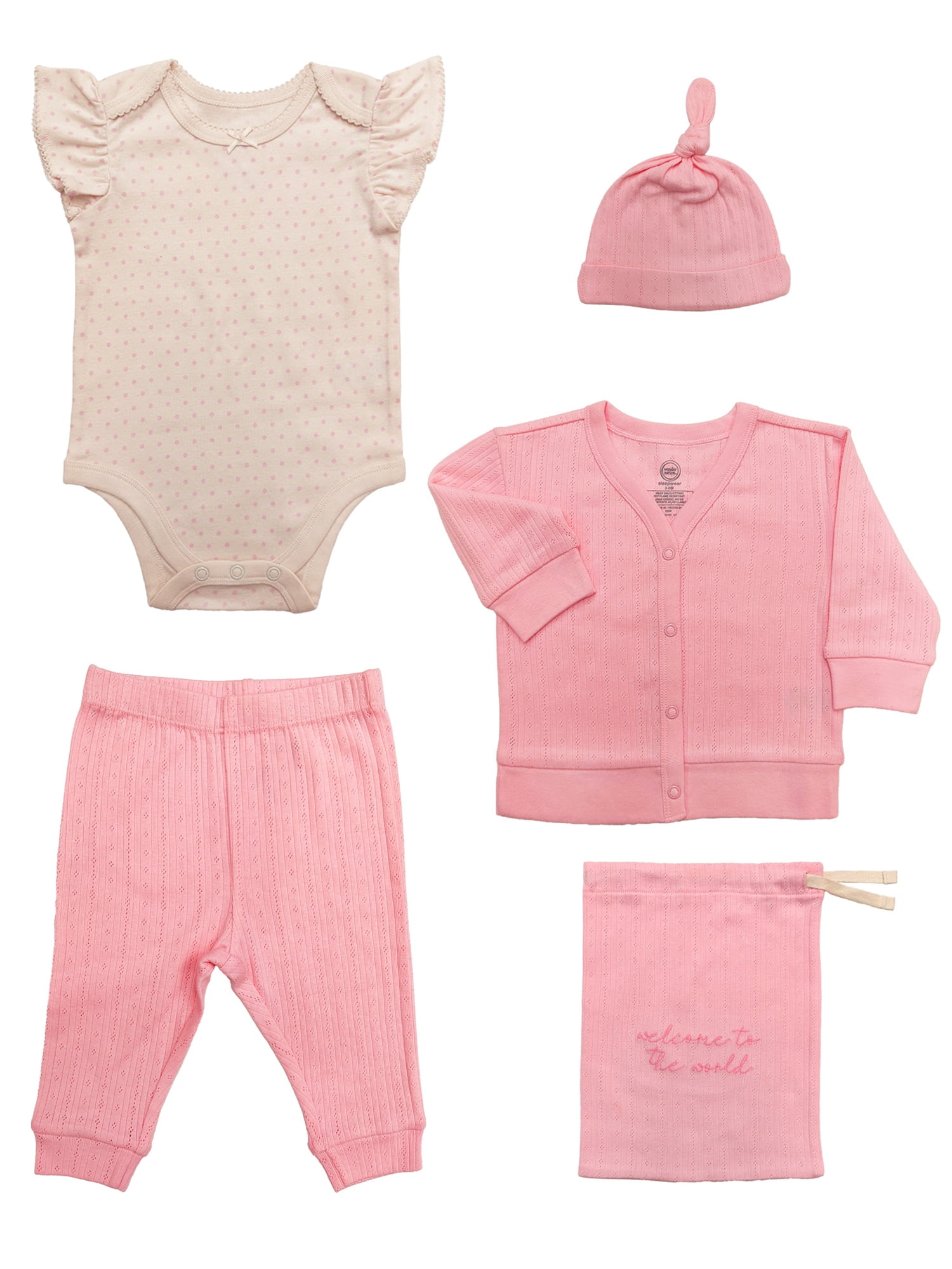 Wonder Nation Organic Cotton Baby 4-Piece Take Me Home Layette Gift Set, Sizes Preemie-9 Months
