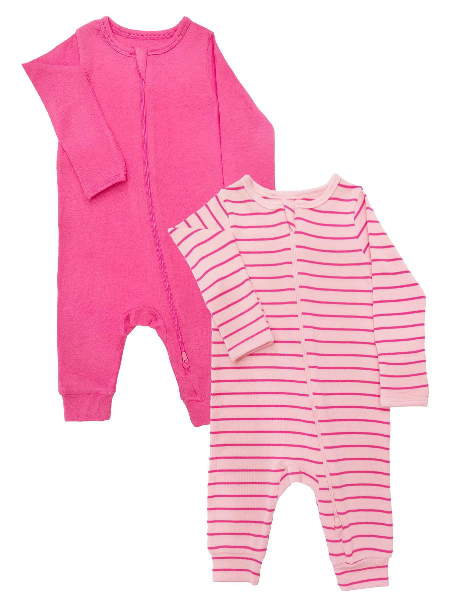 Wonder So Soft Modal by Wonder Nation Gender Neutral Two-Way Zipper Footless Coverall Pajamas, 2-Pack, Sizes Preemie–6/9 Months