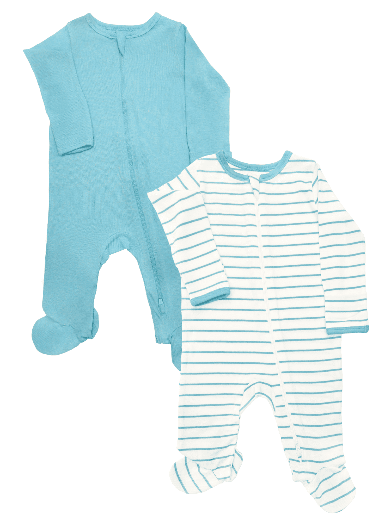 Wonder Nation Baby Gender Neutral Zip Front Footed Sleep N Play Pajamas, 2-Pack, Sizes Preemie-6/9 Months