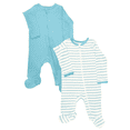 thumbnail image 1 of Wonder So Soft Modal by Wonder Nation Baby Unisex Two-Way Zipper Footed Sleep N Play Pajamas, 2-Pack, Sizes Preemie-6/9 Months, 1 of 1