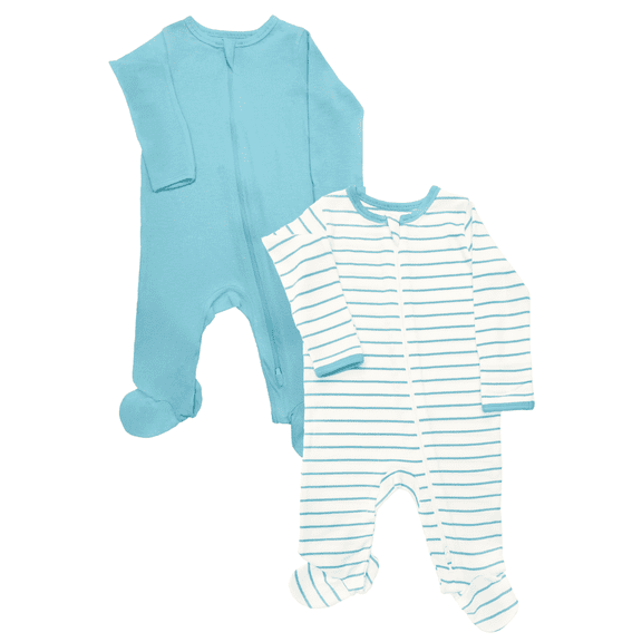 Wonder Nation Baby Gender Neutral Zip Front Footed Sleep N Play Pajamas, 2-Pack, Sizes Preemie-6/9 Months
