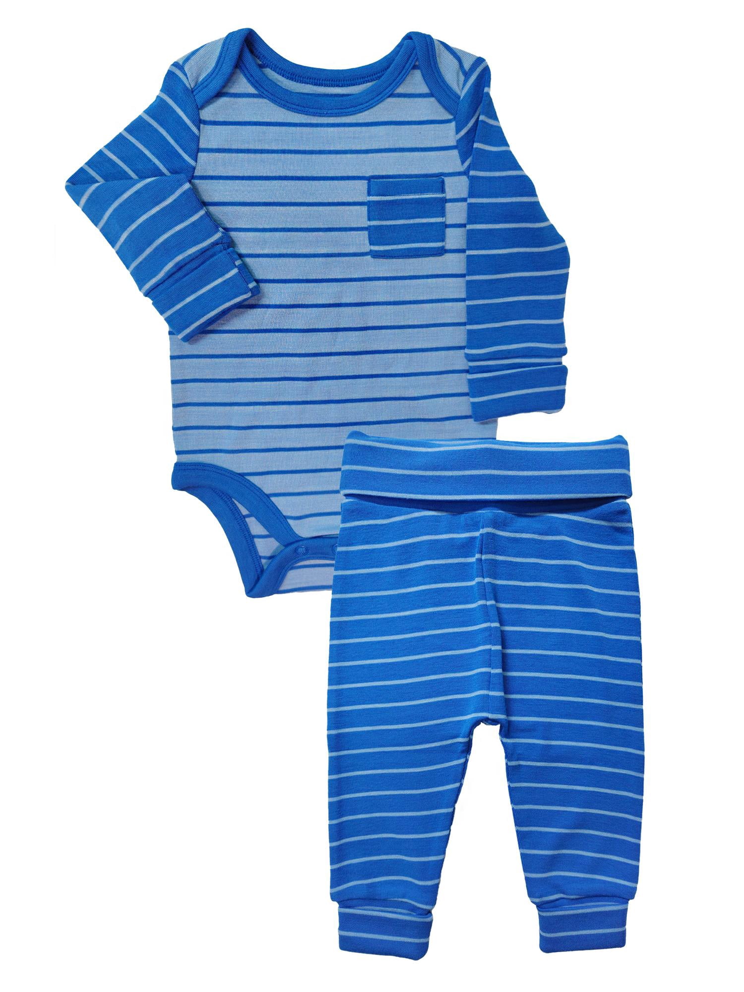 Wonder So Soft Modal by Wonder Nation Baby 2-piece Bodysuit Pant set, Sizes 0/3 Months-18 Months