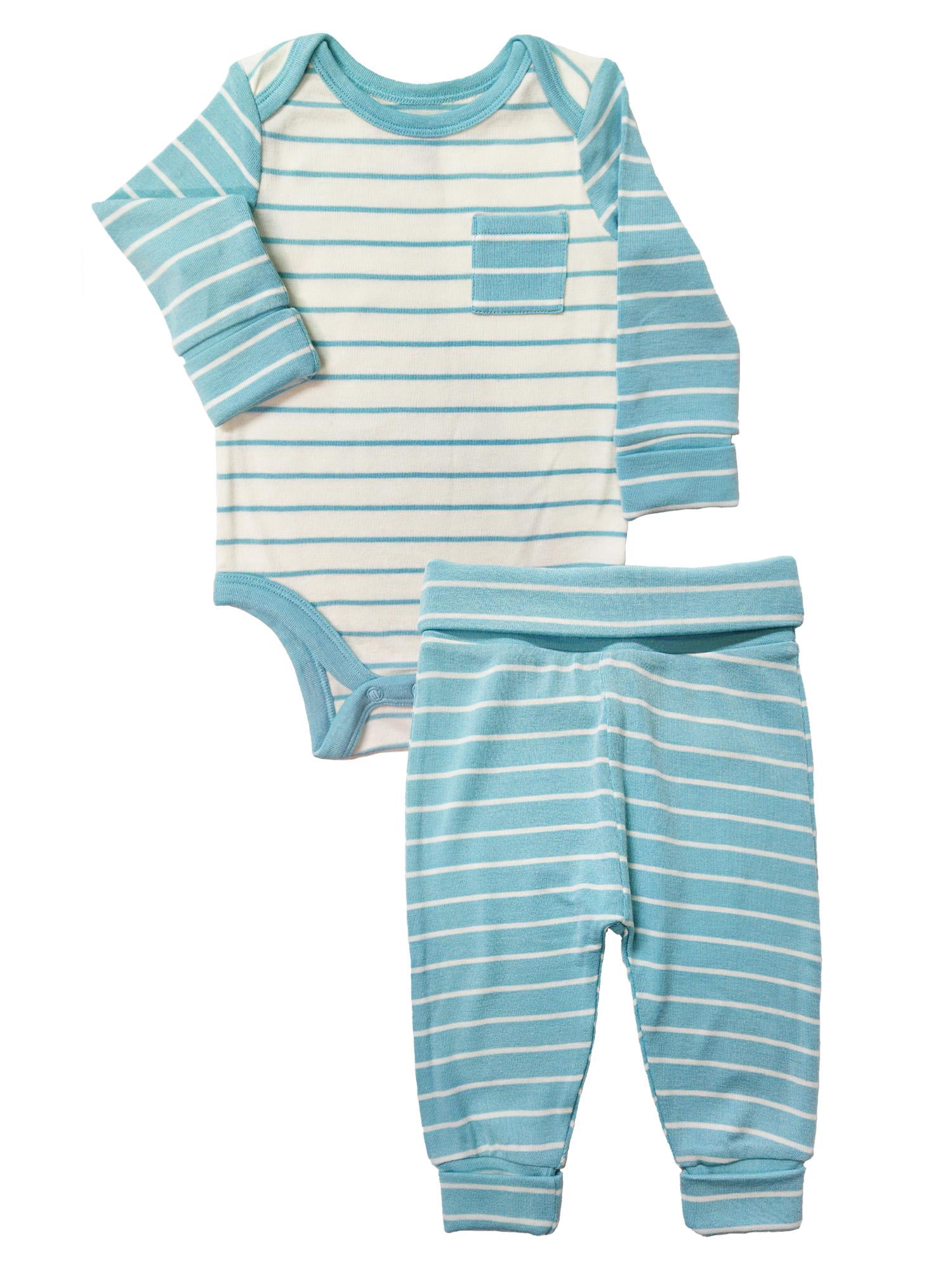 Wonder So Soft Modal by Wonder Nation Baby 2-piece Bodysuit Pant set, Sizes 0/3 Months-18 Months