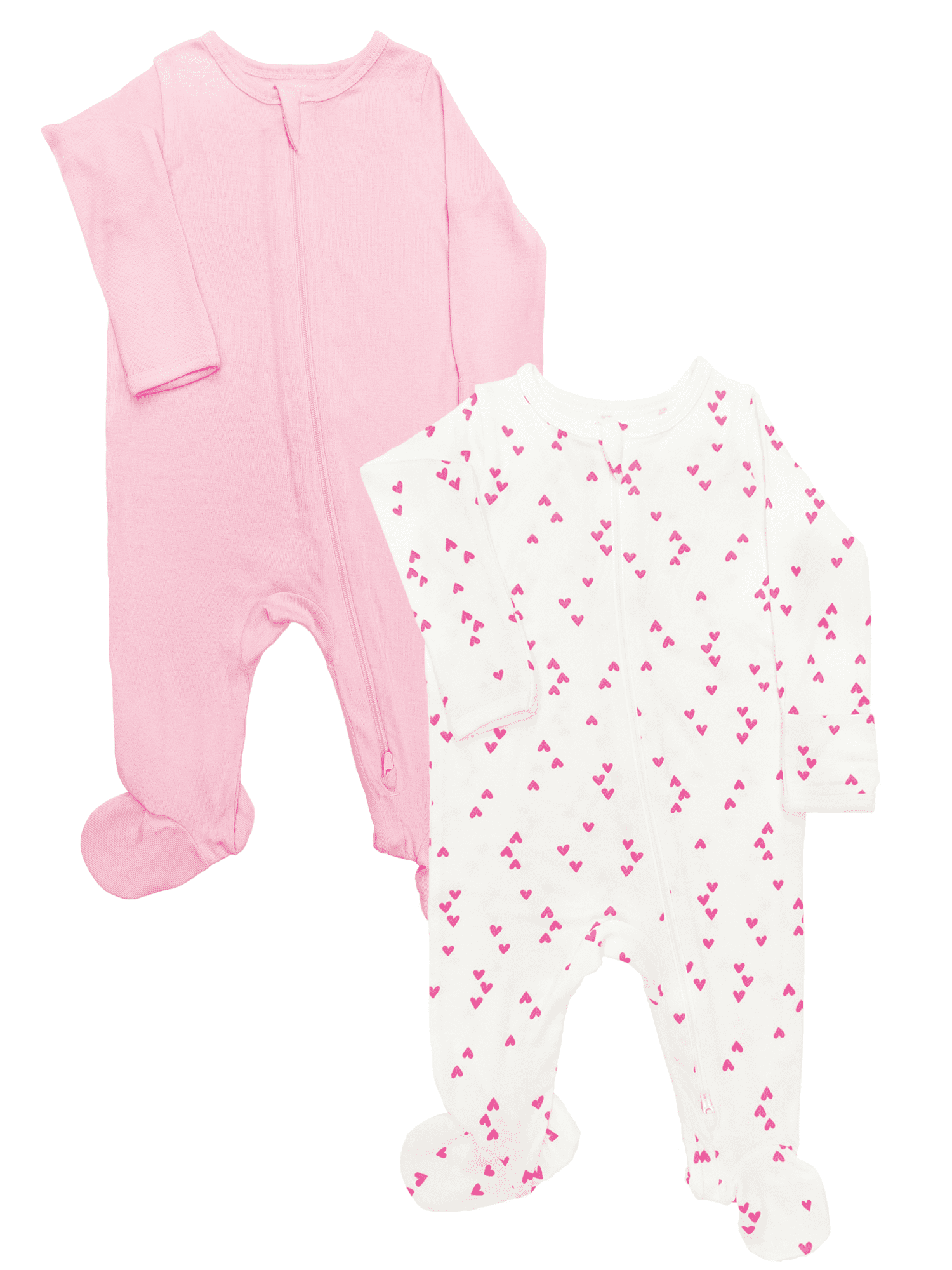 Wonder Nation Baby Gender Neutral Zip Front Footed Sleep N Play Pajamas, 2-Pack, Sizes Preemie-6/9 Months