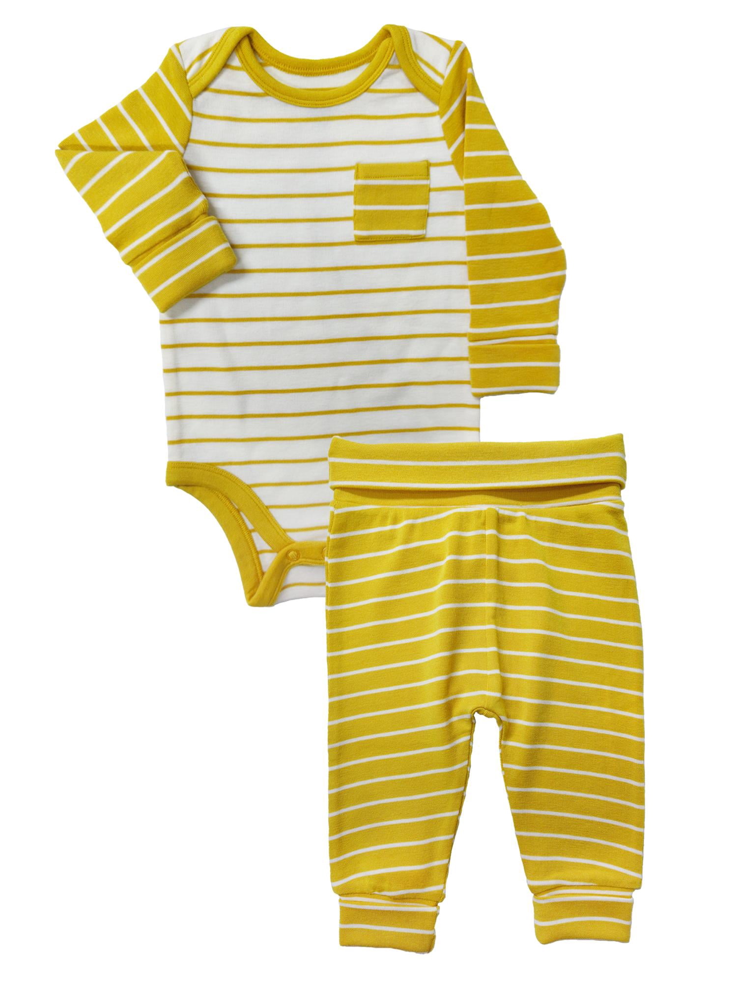 Wonder So Soft Modal by Wonder Nation Baby 2-piece Bodysuit Pant set, Sizes 0/3 Months-18 Months