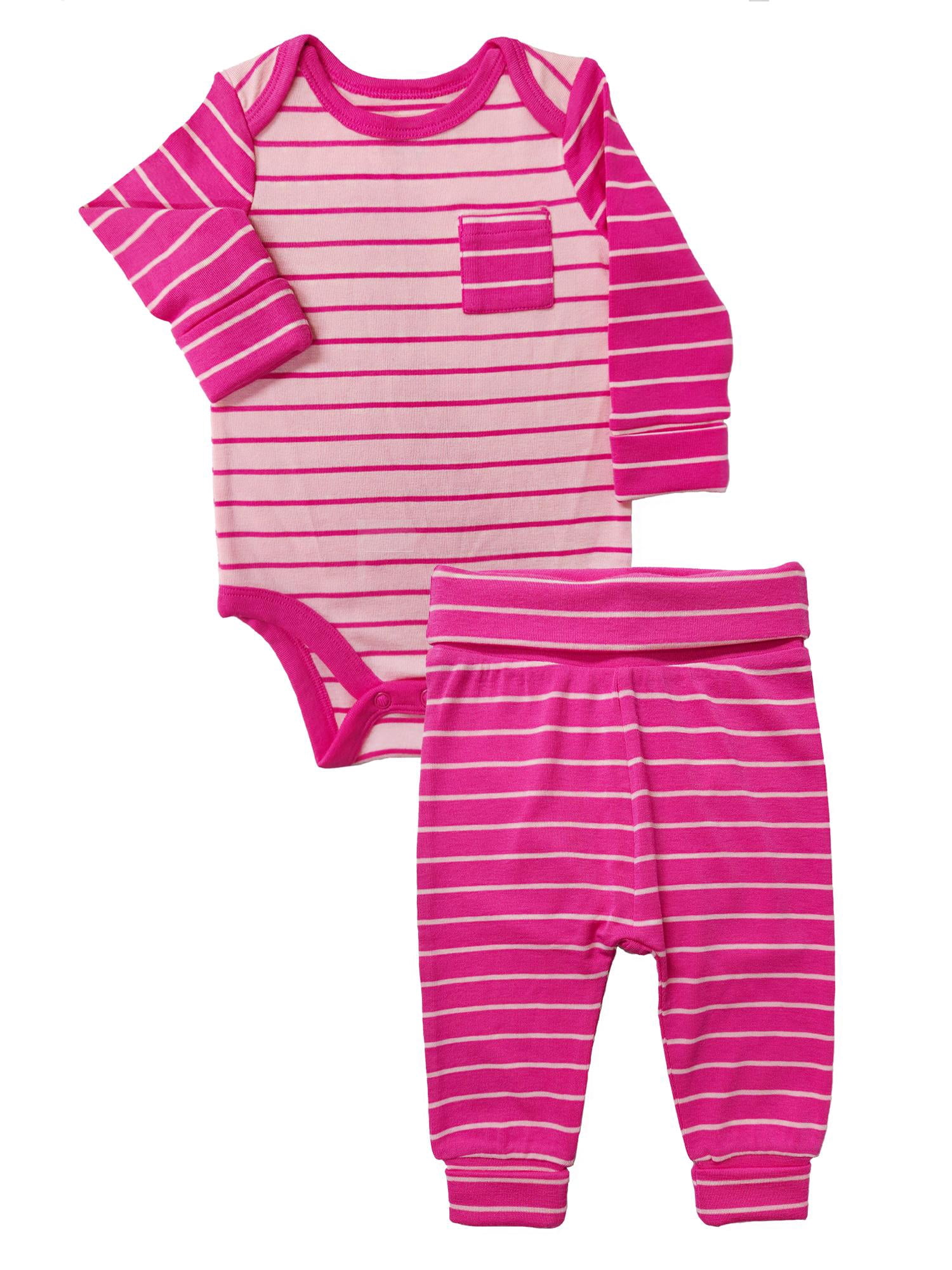 Wonder So Soft Modal by Wonder Nation Baby 2-piece Bodysuit Pant set, Sizes 0/3 Months-18 Months
