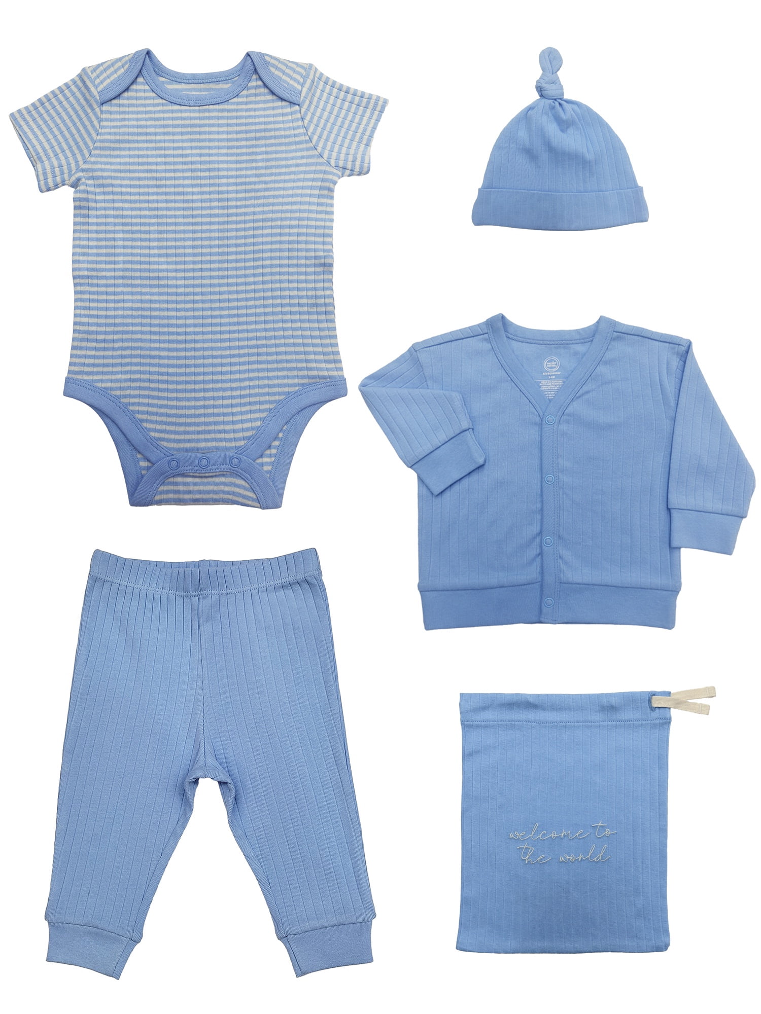 Wonder Nation Organic Cotton Baby 4-Piece Take Me Home Layette Gift Set, Sizes Preemie-9 Months