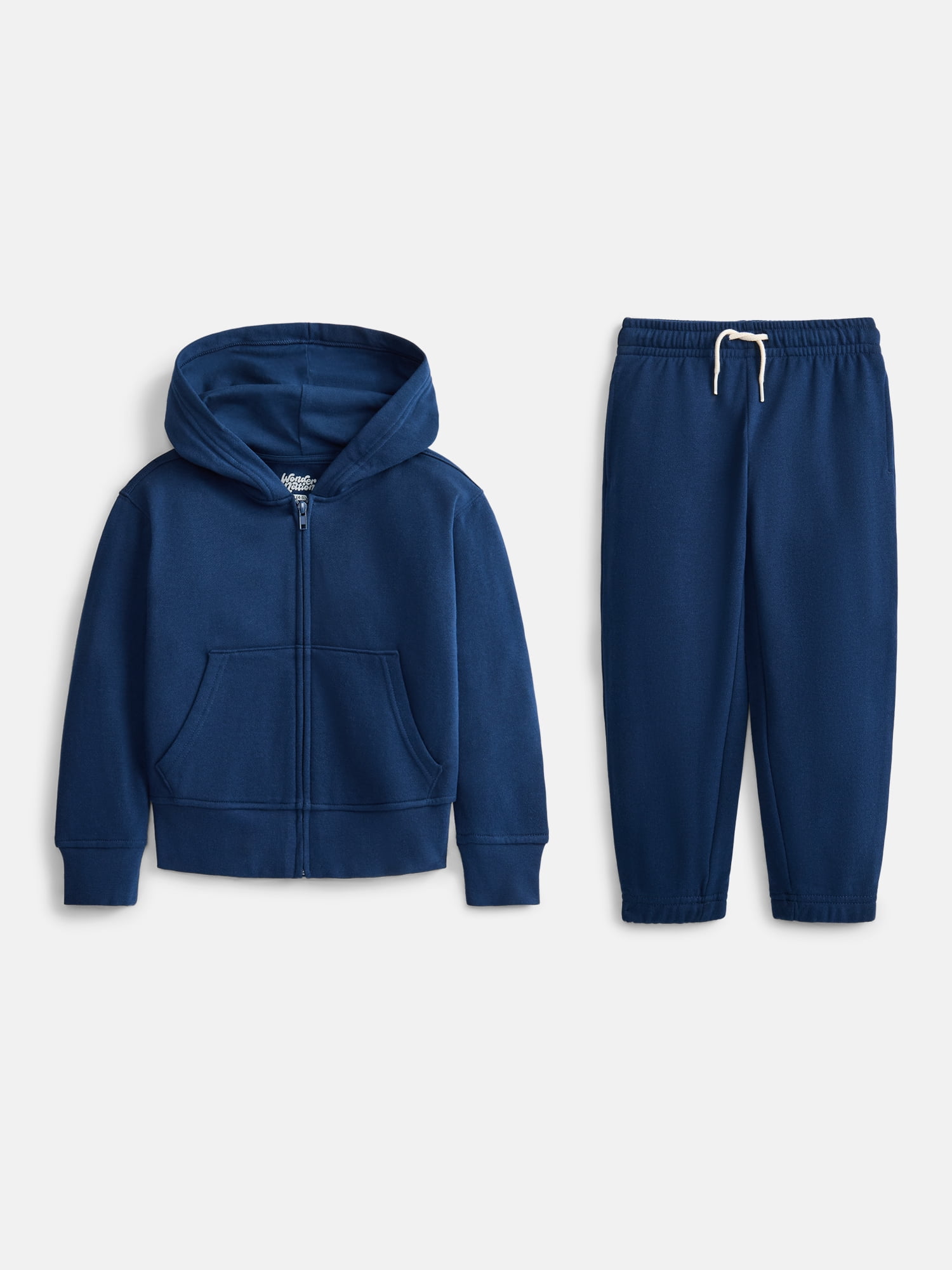 Wonder Nation Boys Fleece Full Zip Hoodie and Jogger Sweatpants Set, 2-Piece, Sizes 4-18