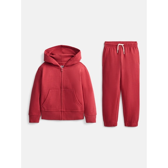 Wonder Nation Boys Fleece Full Zip Hoodie and Jogger Sweatpants Set, 2-Piece, Sizes 4-18