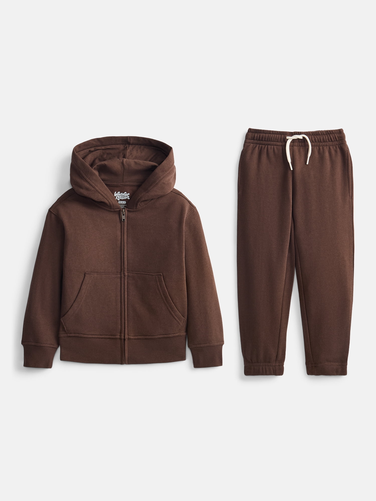 Wonder Nation Boys Fleece Full Zip Hoodie and Jogger Sweatpants Set, 2-Piece, Sizes 4-18