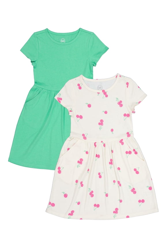 Girl's Short Sleeve Play Dress, 2-Pack, Sizes 4-18 & Plus