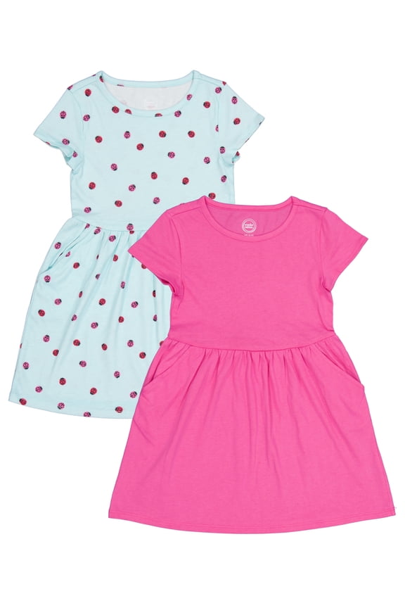Girl's Short Sleeve Play Dress, 2-Pack, Sizes 4-18 & Plus