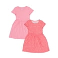thumbnail image 1 of Wonder Nation Girl's Short Sleeve Play Dress, 2-Pack, Sizes 4-18 & Plus, 1 of 3