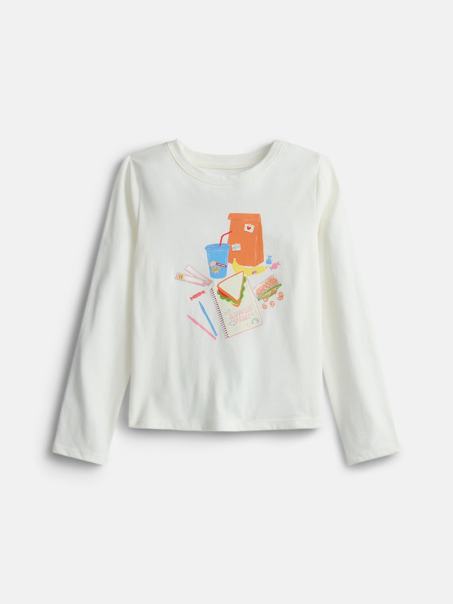Wonder Nation Girls Embellished Tee with Long Sleeves, Sizes 4-18 & Plus