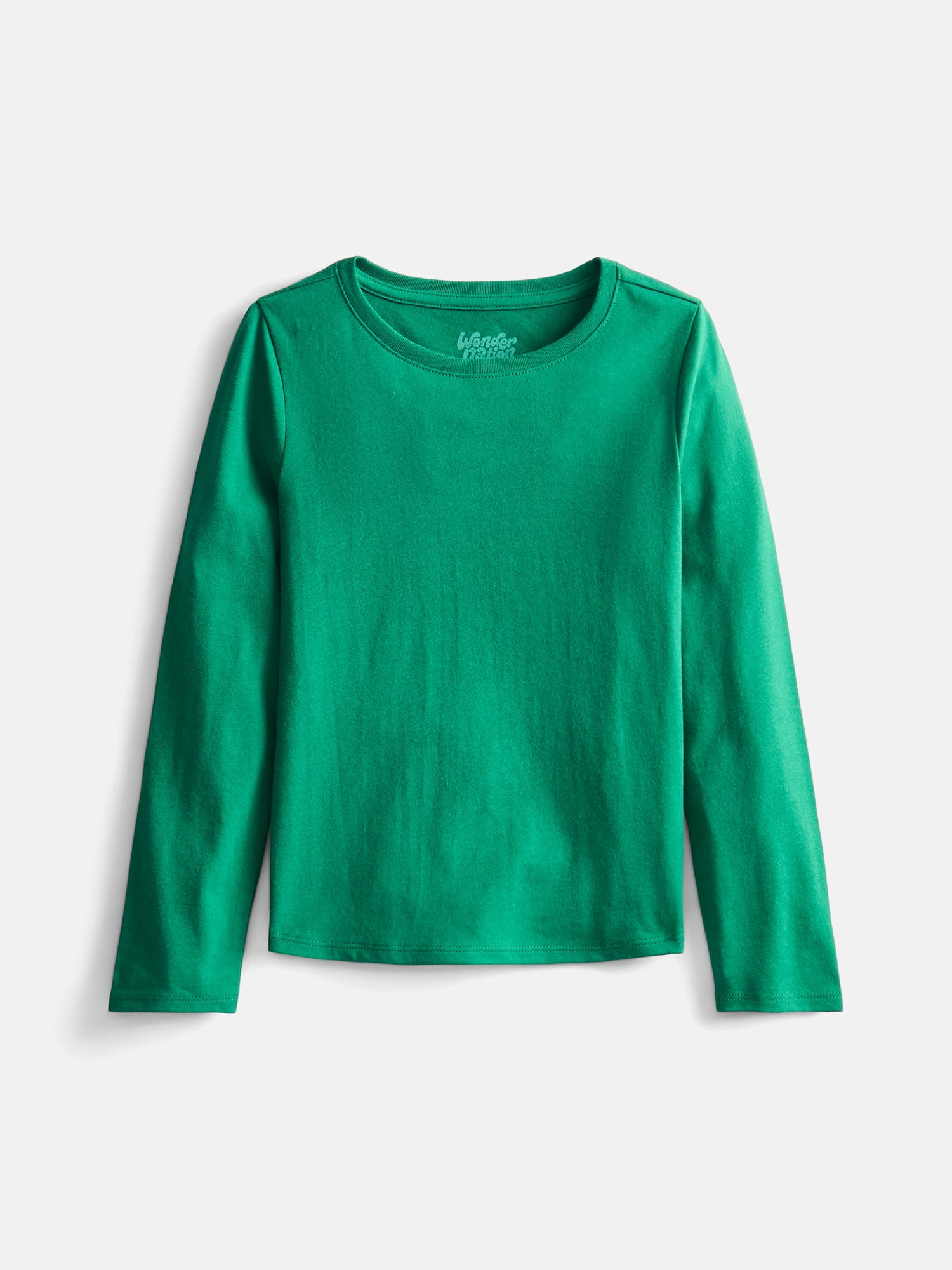 Wonder Nation Girls Kid Tough Tee with Long Sleeves, Sizes 4-18 & Plus