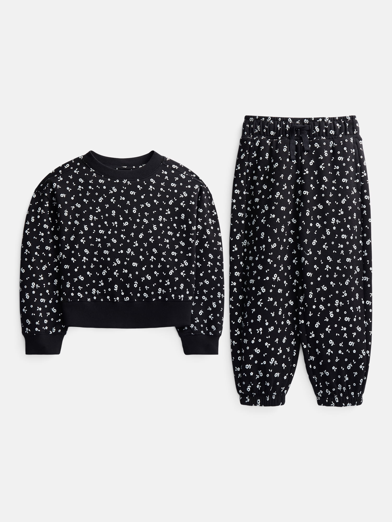 Wonder Nation Girls Fleece Sweatshirt and Jogger Sweatpant, 2 Piece Set, Sizes 4-18 & Plus