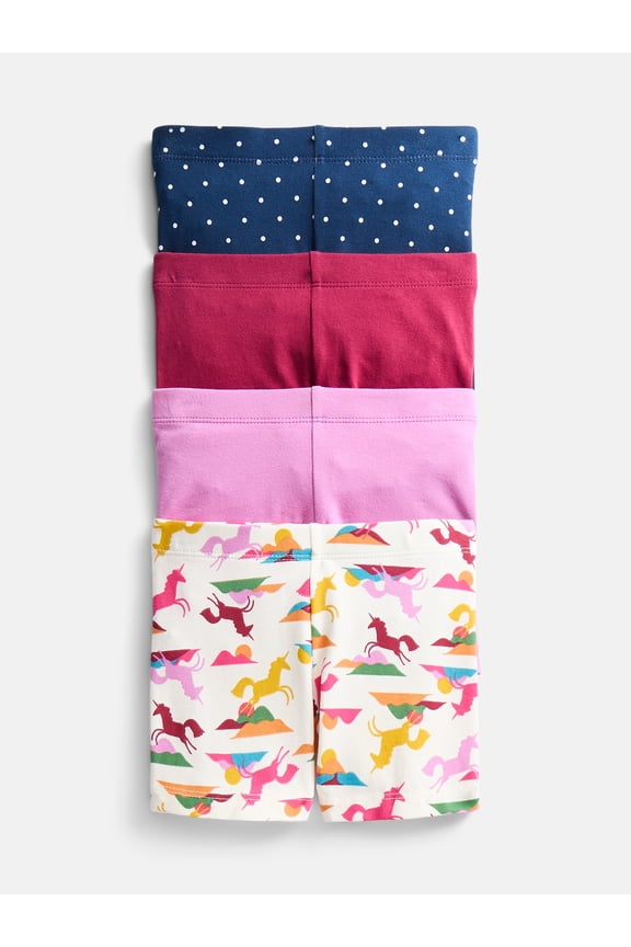 Girls Bike Shorts, 4-Pack, Sizes 4-18 & Plus