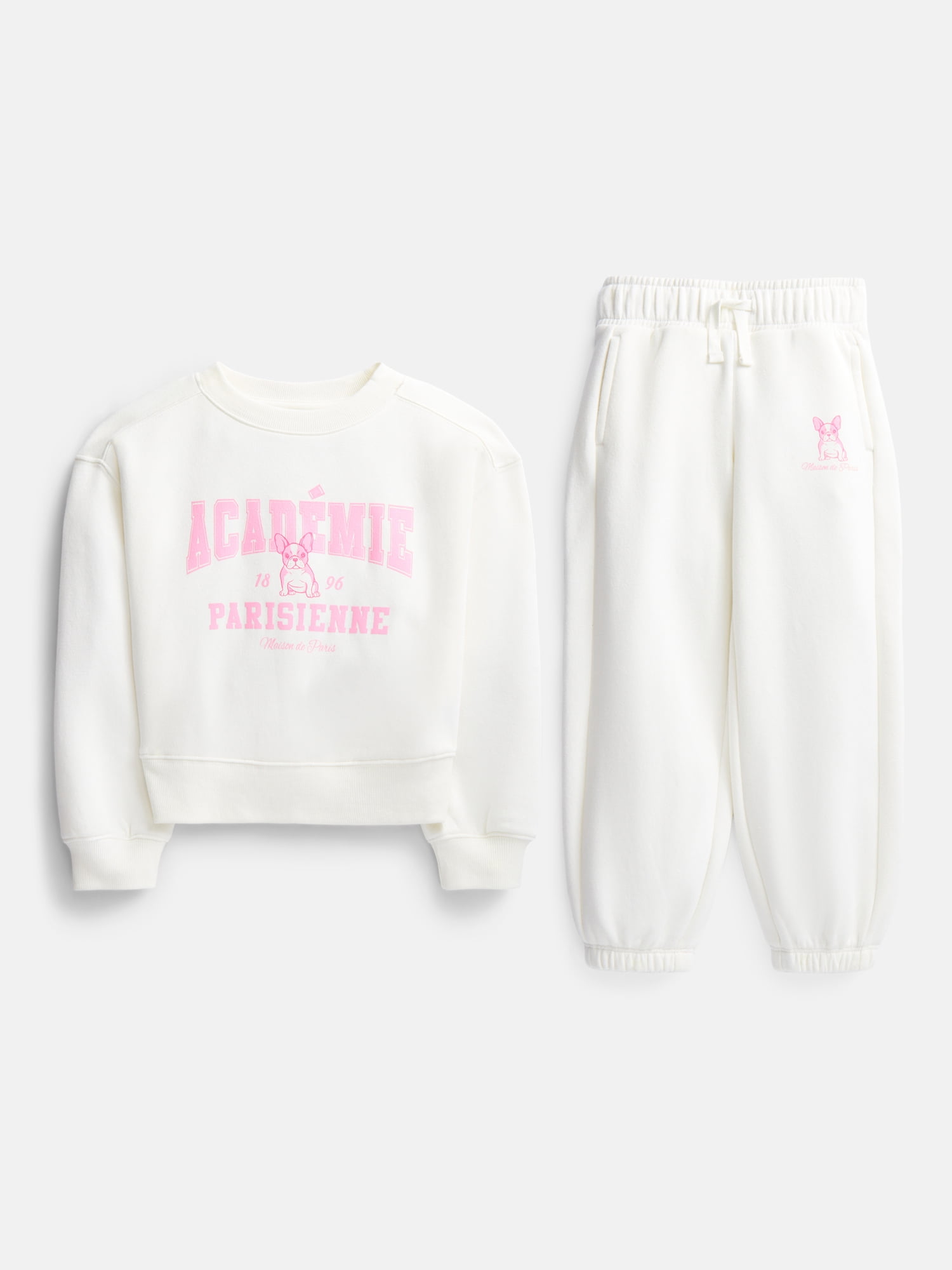 Wonder Nation Girls Fleece Sweatshirt and Jogger Sweatpant, 2 Piece Set, Sizes 4-18 & Plus