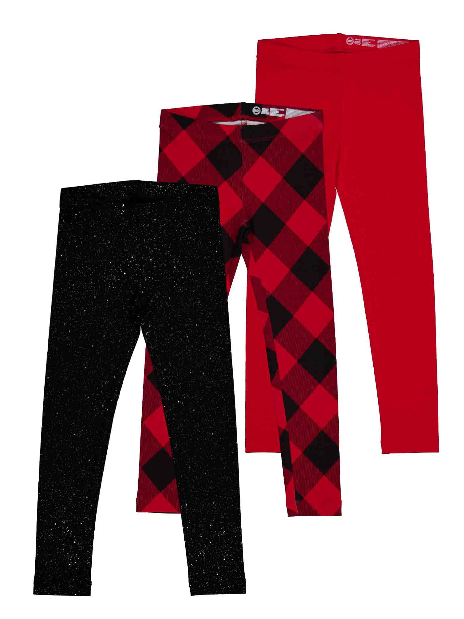 Wonder Nation Girls Kid Tough Leggings, 3-Pack, Sizes 4-18 & Plus