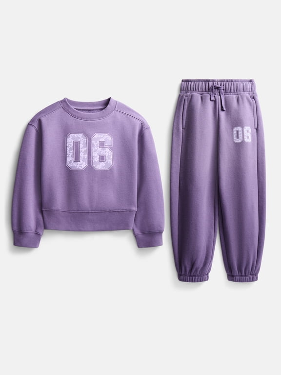 Girls Fleece Sweatshirt and Jogger Sweatpant, 2 Piece Set, Sizes 4-18 & Plus