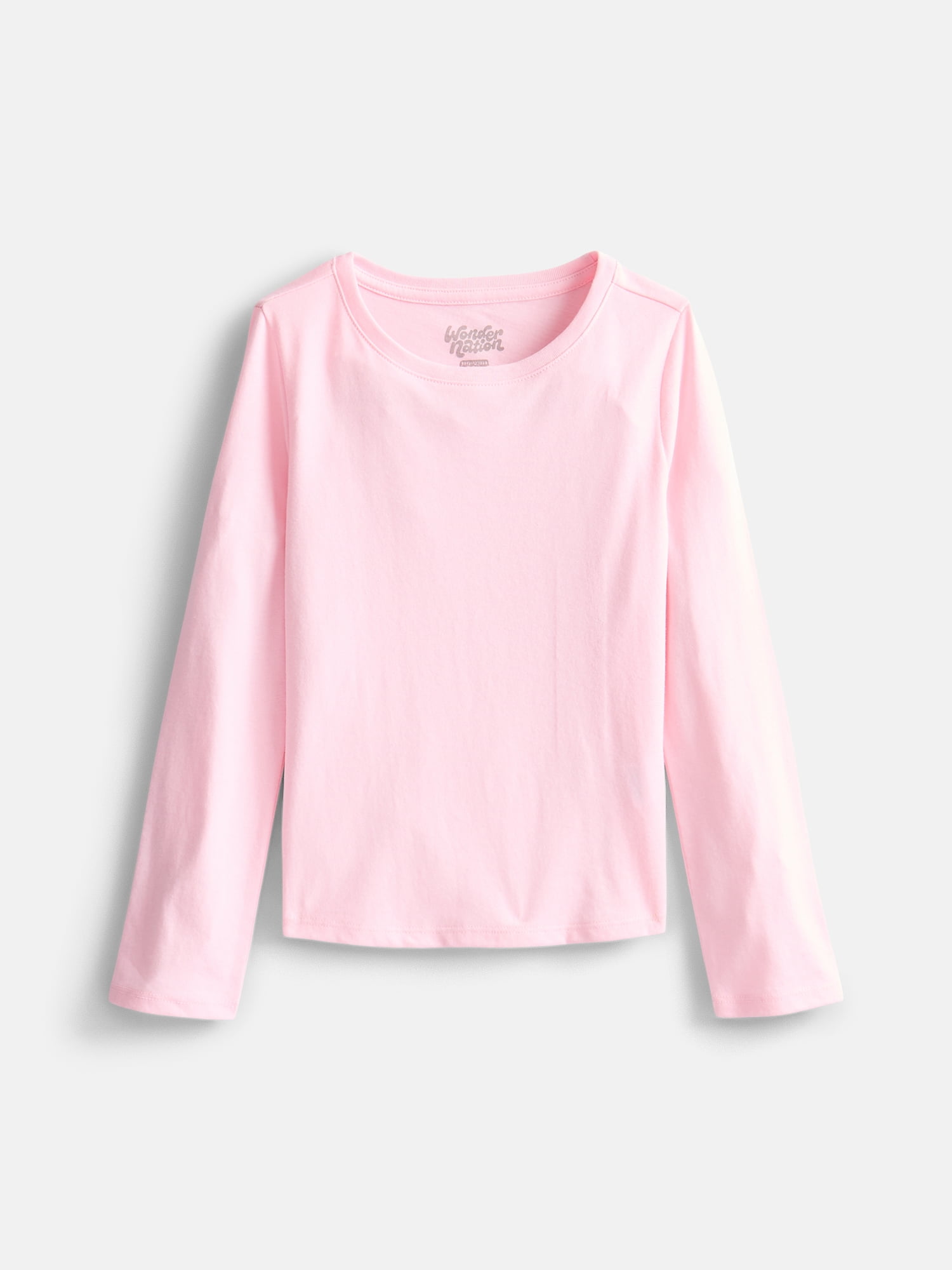 Wonder Nation Girls Kid Tough Tee with Long Sleeves, Sizes 4-18 & Plus