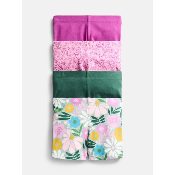 Wonder Nation Girls Bike Shorts, 4-Pack, Sizes 4-18 & Plus
