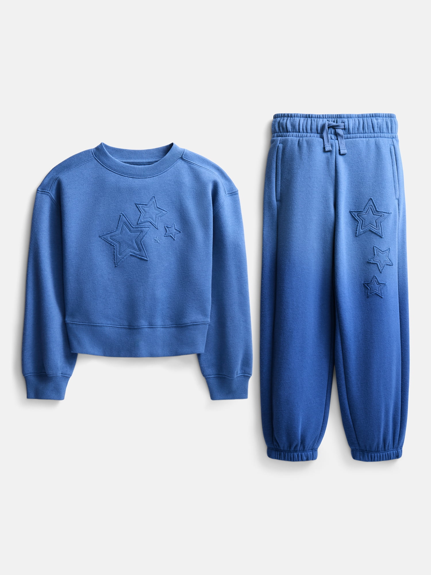 Wonder Nation Girls Fleece Sweatshirt and Jogger Sweatpant, 2 Piece Set, Sizes 4-18 & Plus