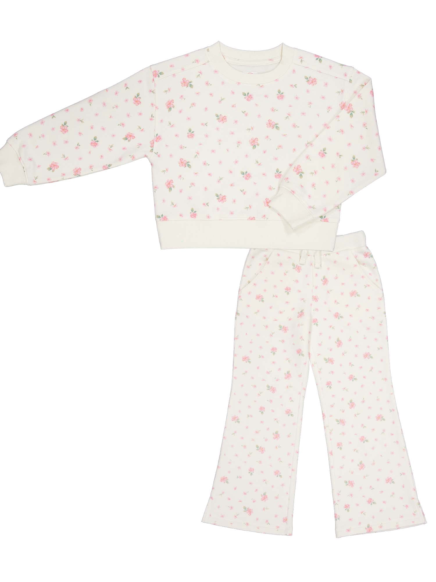 Wonder Nation Girls Fleece Crewneck & Pant Set, 2-Piece, Sizes 4-18 & Plus