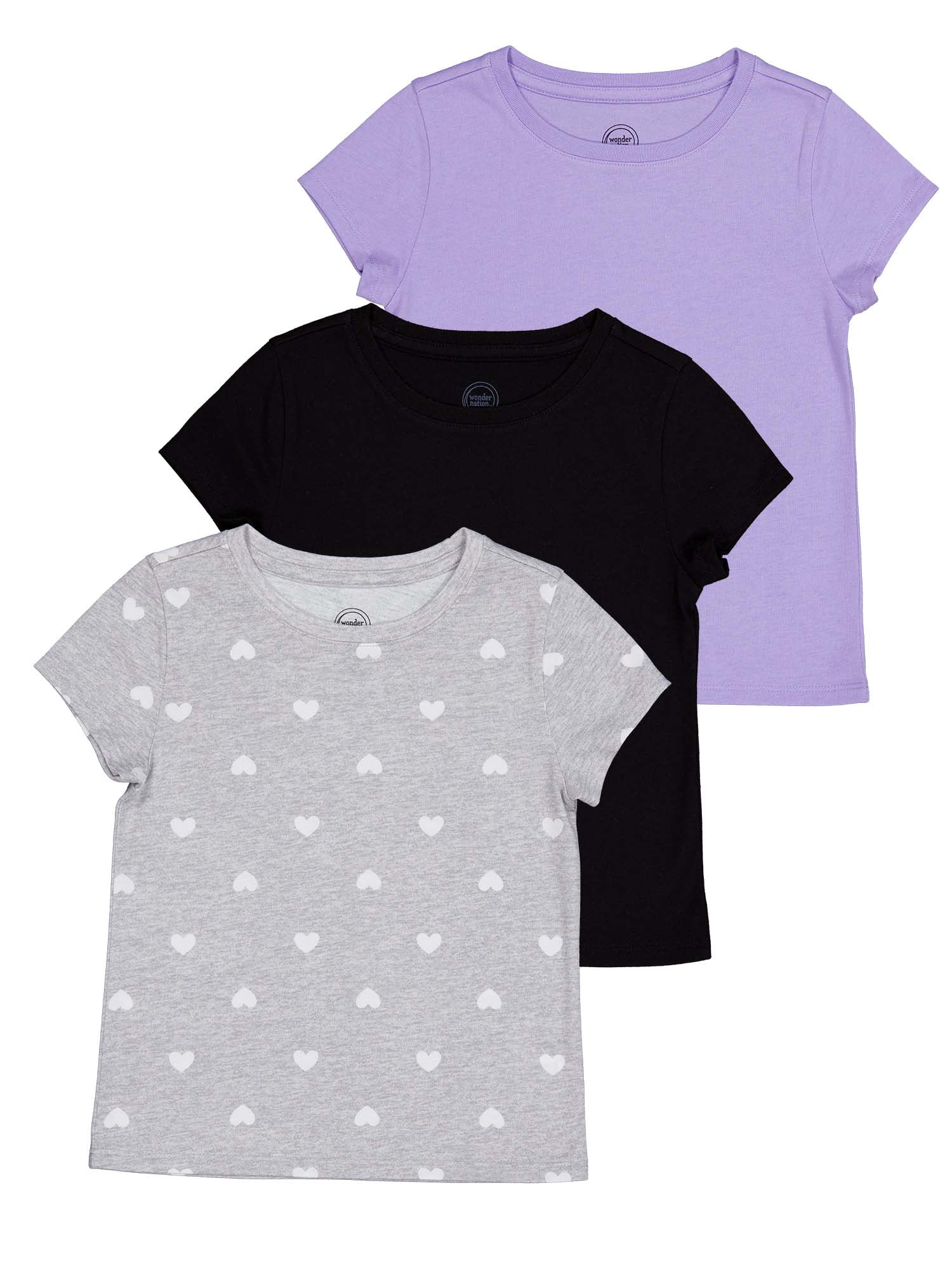 Wonder Nation Girls Kid Tough Tee with Short Sleeves, Sizes 4-18 & Plus