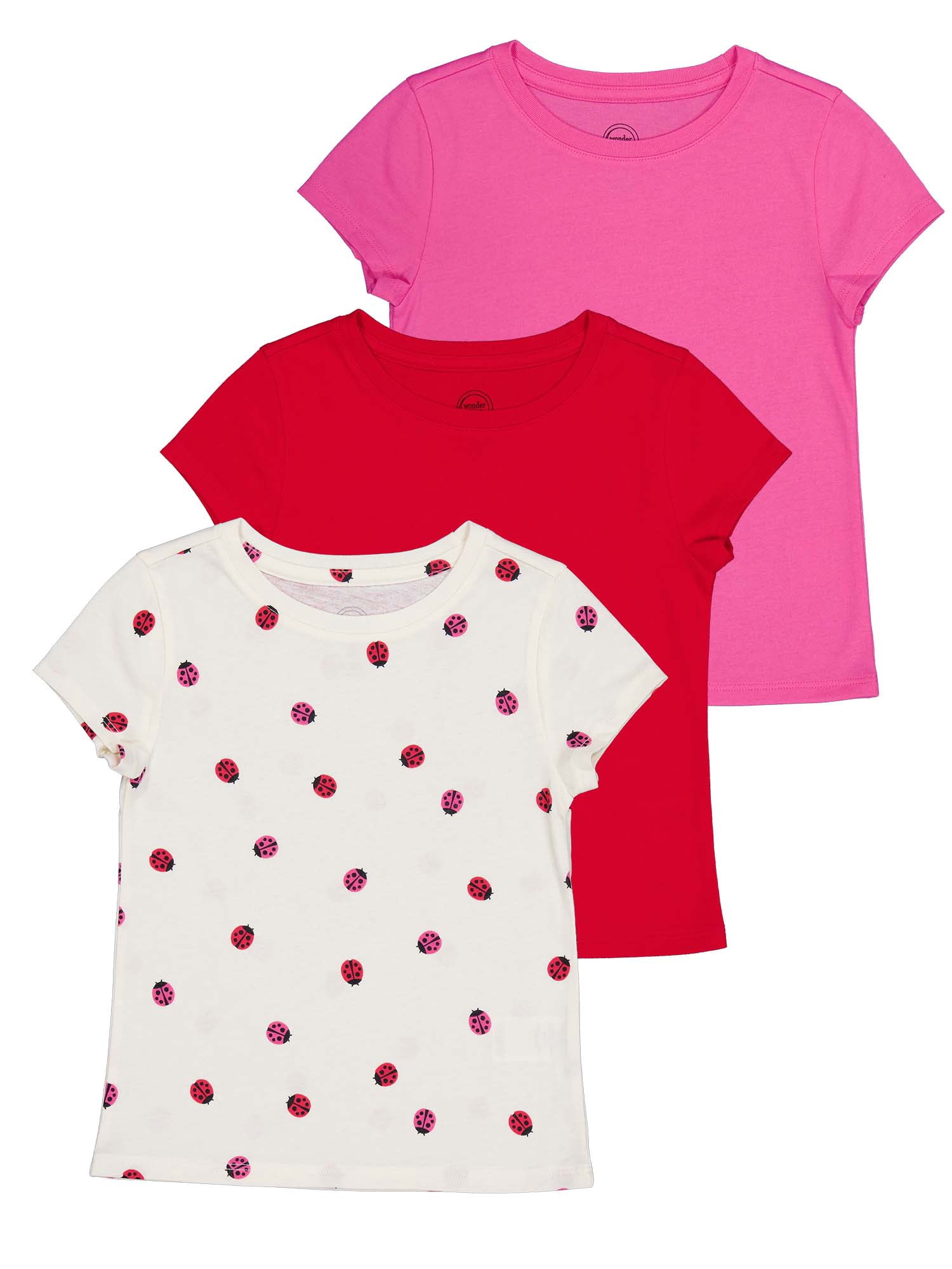 Wonder Nation Girls Kid Tough Tee with Short Sleeves, Sizes 4-18 & Plus