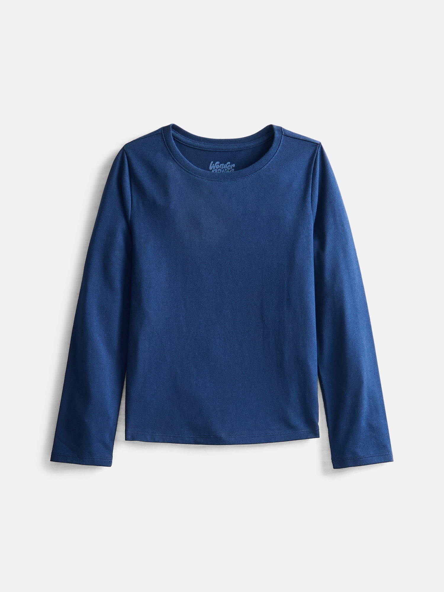 Wonder Nation Girls Kid Tough Tee with Long Sleeves, Sizes 4-18 & Plus