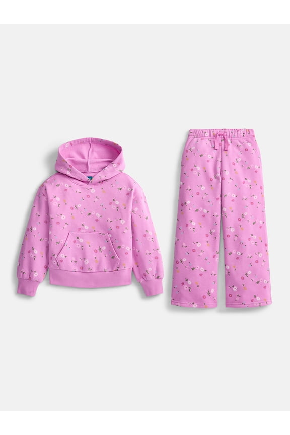 Girls Fleece Hoodie and Wide Leg Sweatpants Set, 2-Piece, Sizes 4-18