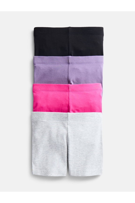 Girls Bike Shorts, 4-Pack, Sizes 4-18 & Plus