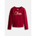 thumbnail image 1 of Wonder Nation Girls Embellished Tee with Long Sleeves, Sizes 4-18 & Plus, 1 of 3