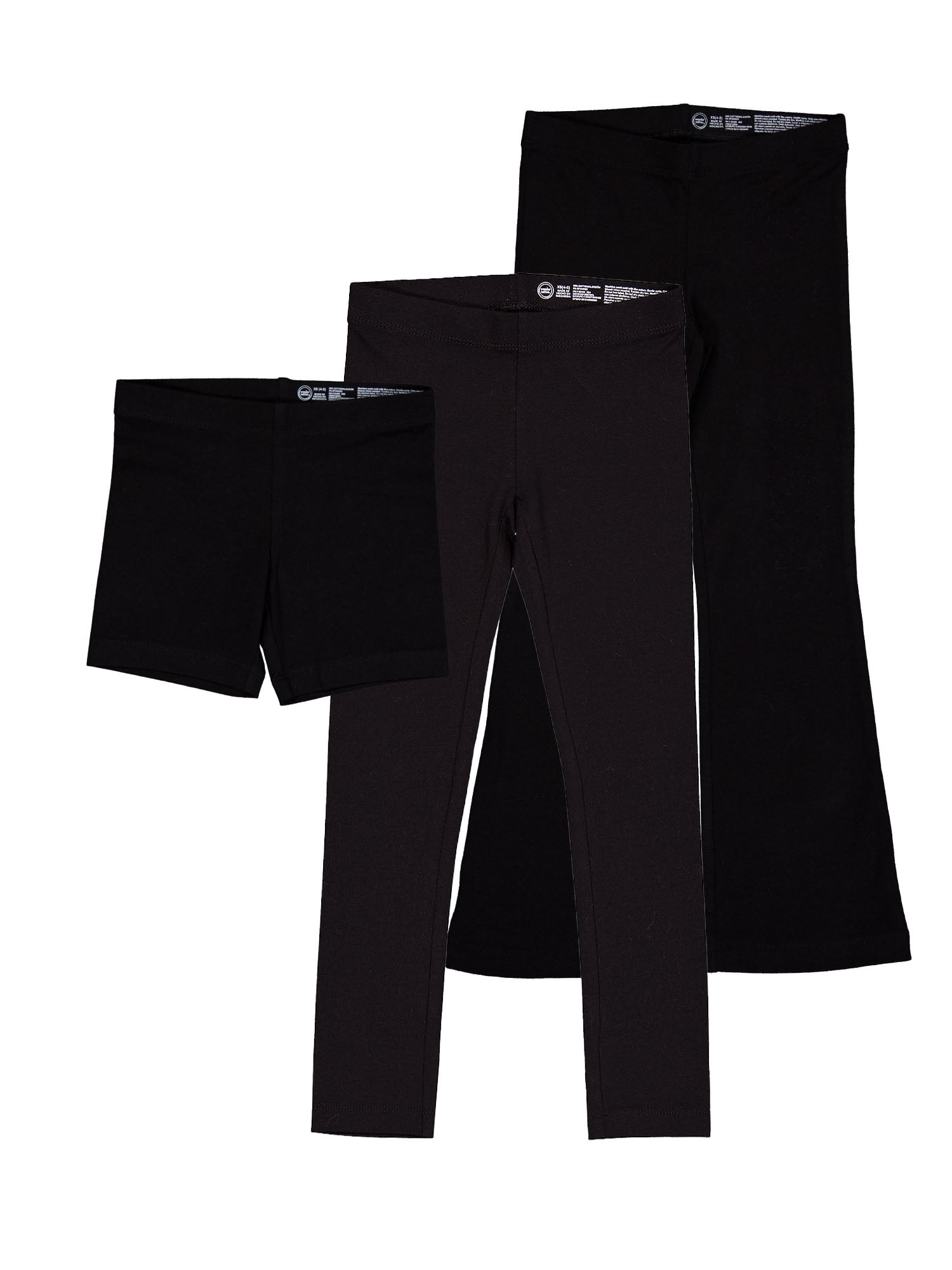 Wonder Nation Girls Bike Short, Legging & Flare Legging, 3-Pack, Sizes 4-18 & Plus