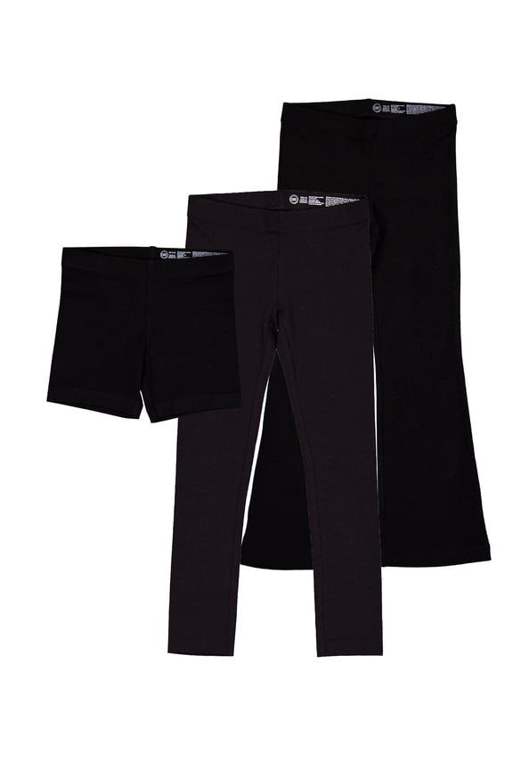 Girls Bike Short, Legging & Flare Legging, 3-Pack, Sizes 4-18 & Plus