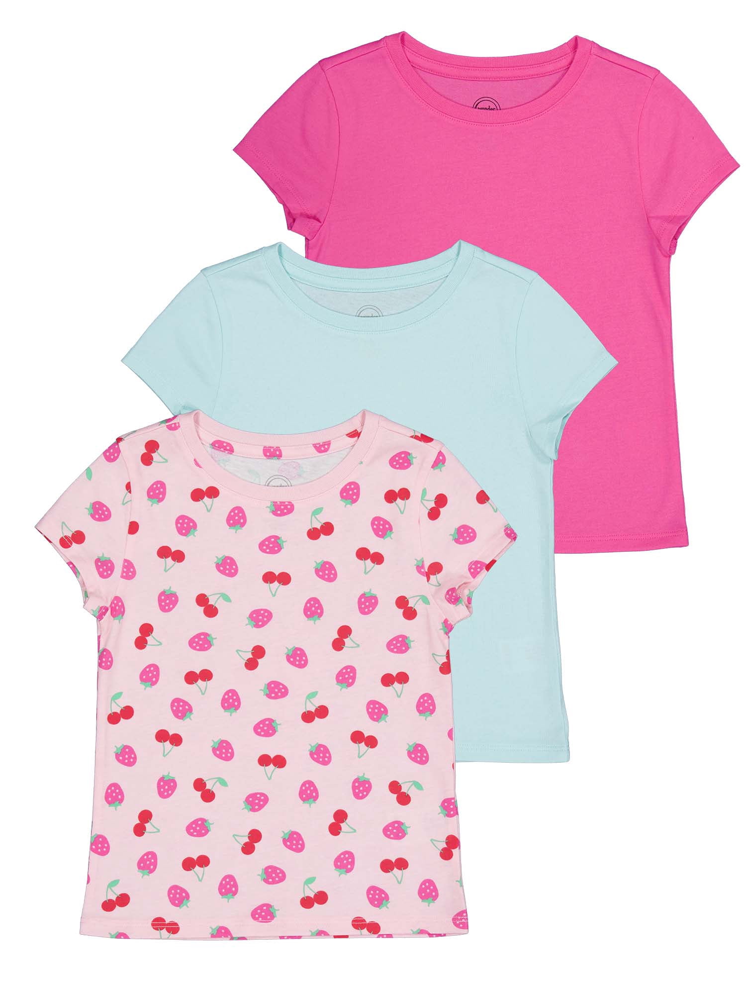 Wonder Nation Girls Kid Tough Tee with Short Sleeves, Sizes 4-18 & Plus