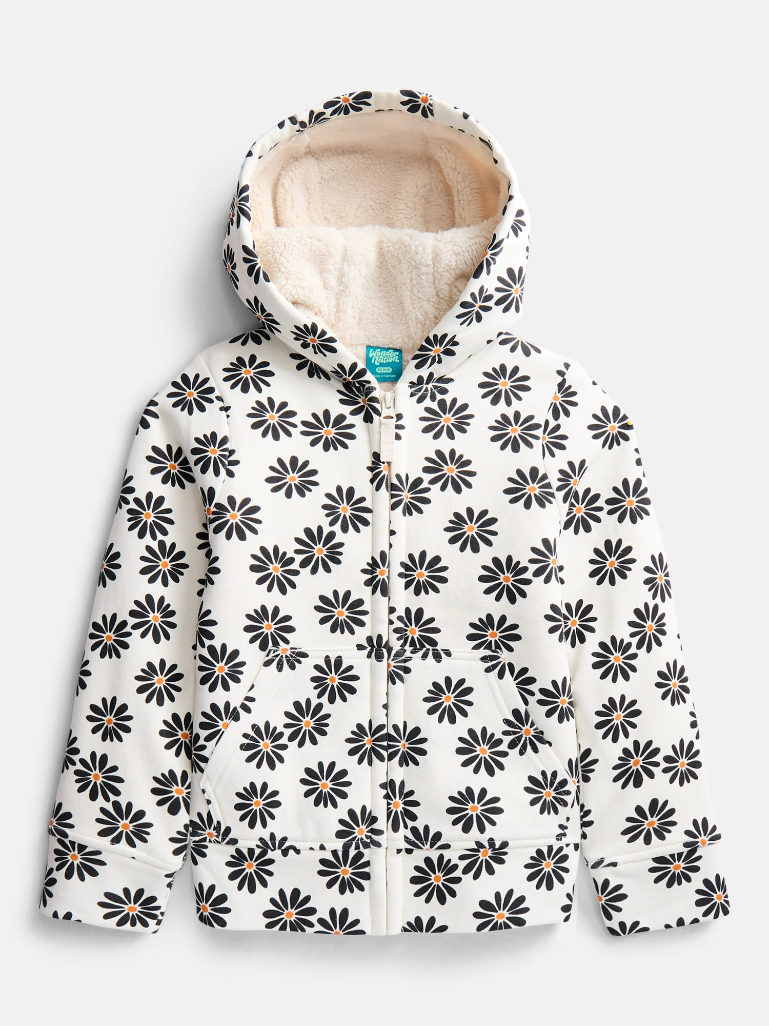 Wonder Nation Girls Kid Tough Fully Lined Zip Hoodie Jacket, Sizes 4-18 & Plus