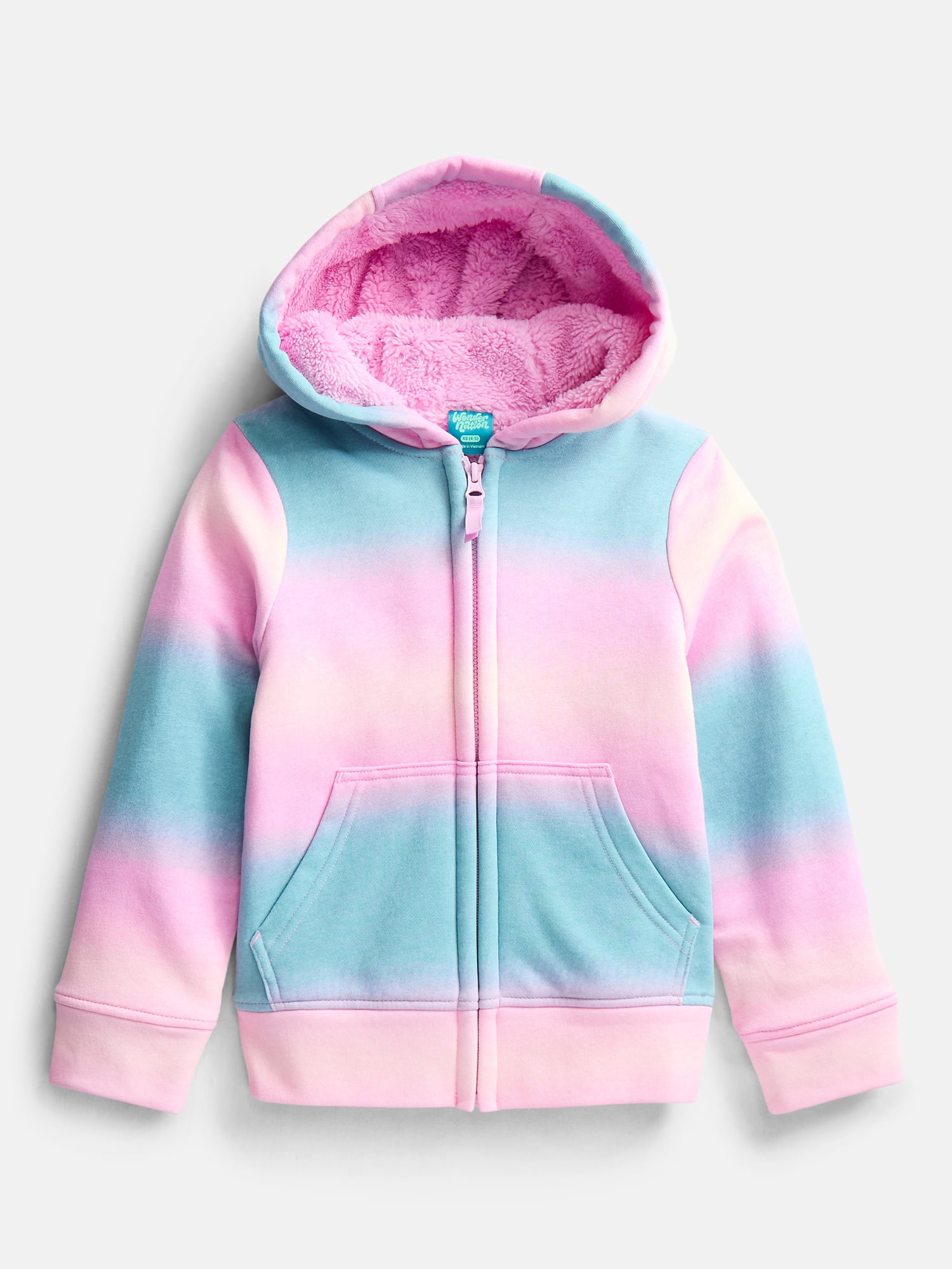 Wonder Nation Girls Kid Tough Fully Lined Zip Hoodie Jacket, Sizes 4-18 & Plus