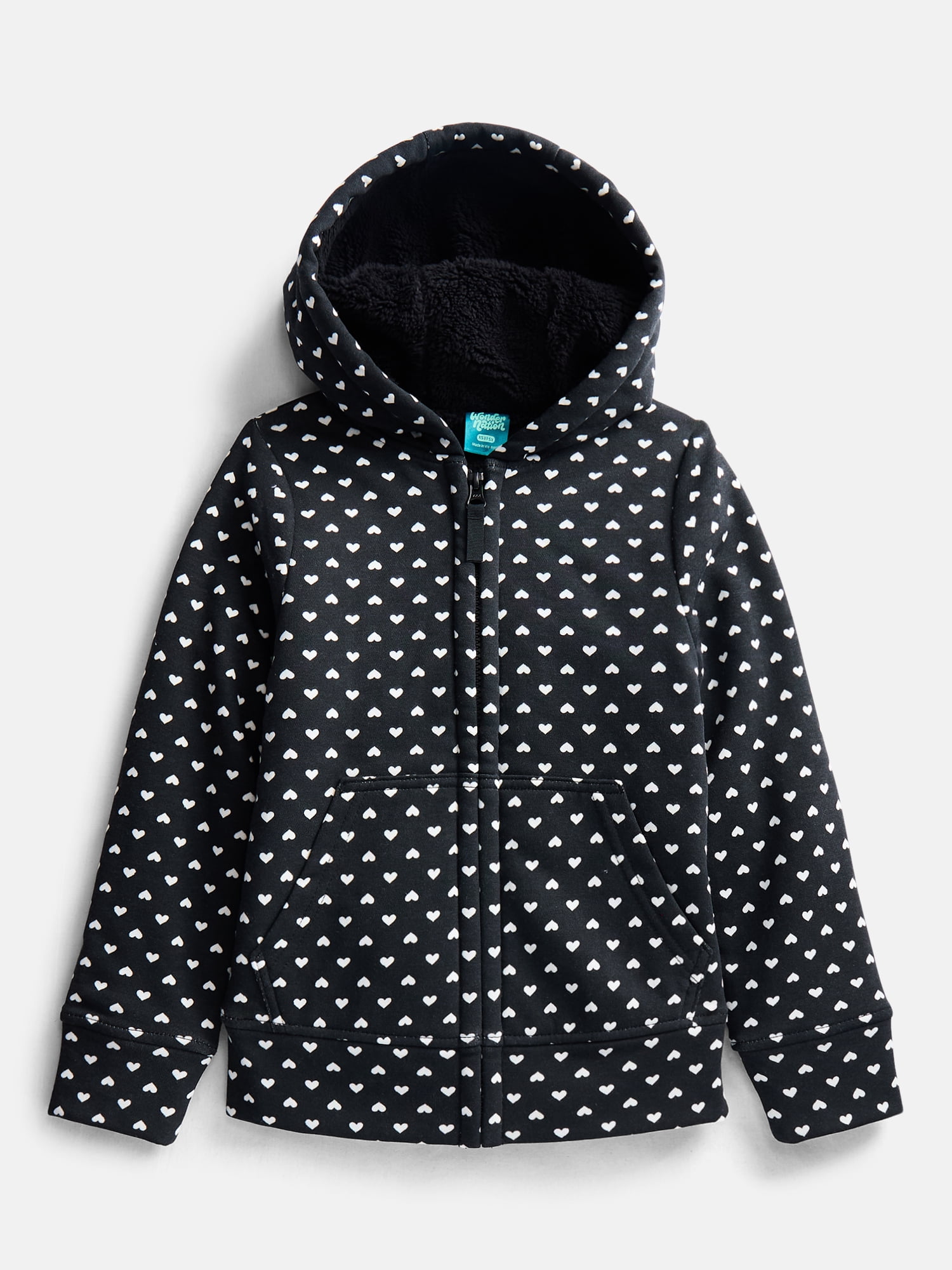 Wonder Nation Girls Kid Tough Fully Lined Zip Hoodie Jacket, Sizes 4-18 & Plus
