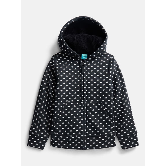 Wonder Nation Girls Kid Tough Fully Lined Zip Hoodie Jacket, Sizes 4-18 & Plus