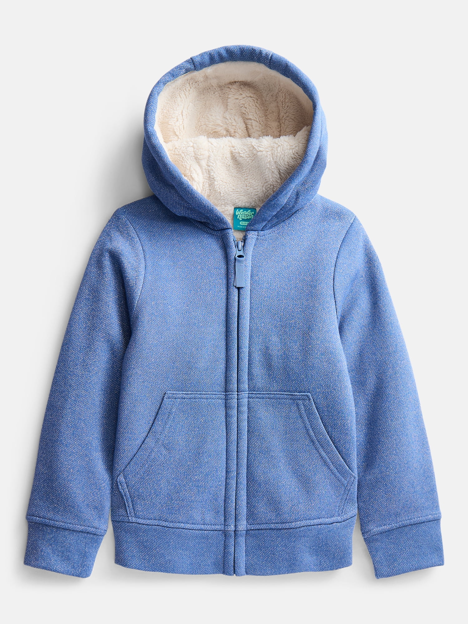 Wonder Nation Girls Kid Tough Fully Lined Zip Hoodie Jacket, Sizes 4-18 & Plus