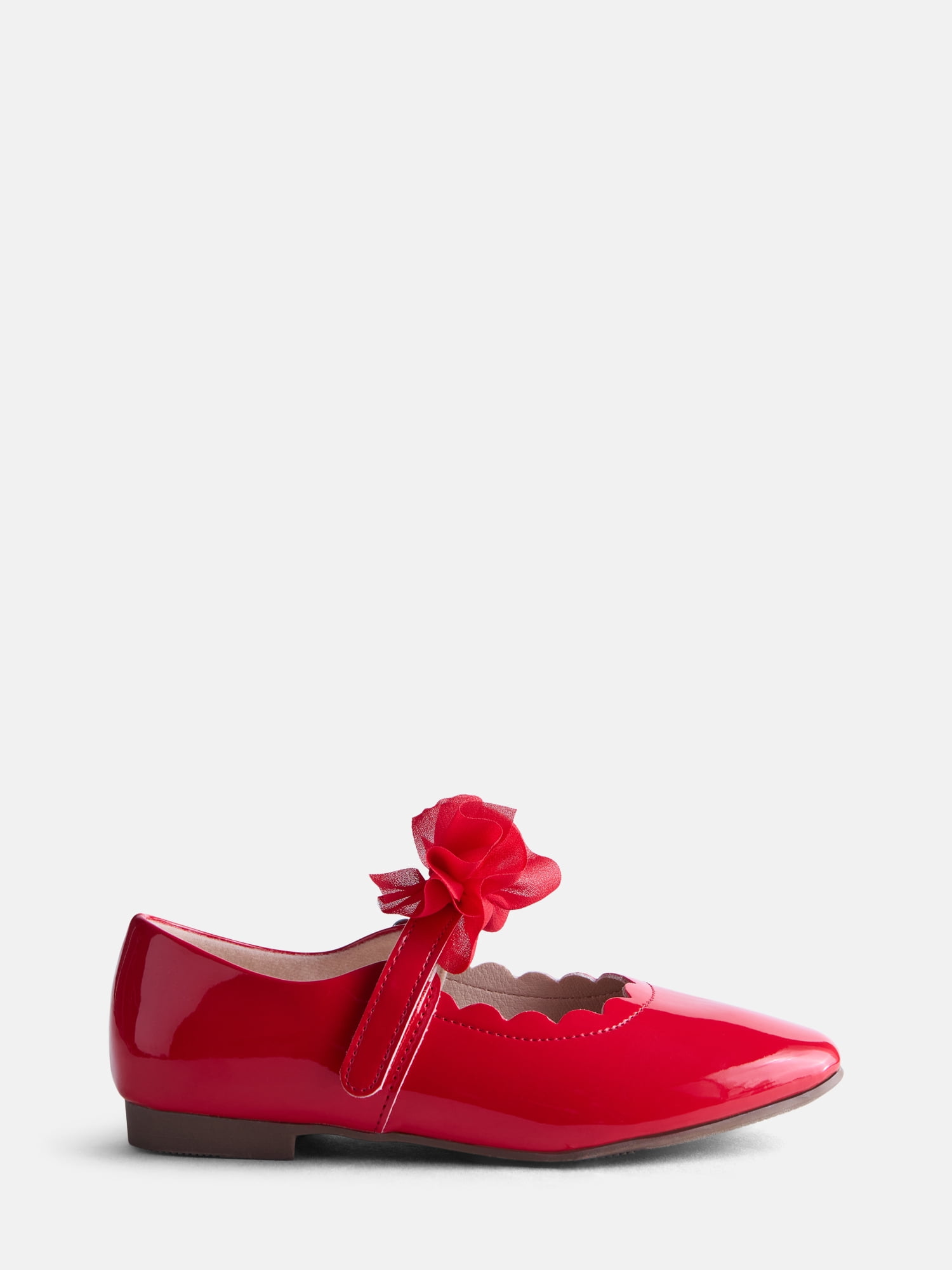 Wonder Nation Little Girls and Big Girls Scallop Ballet Flats with Tulle Bow