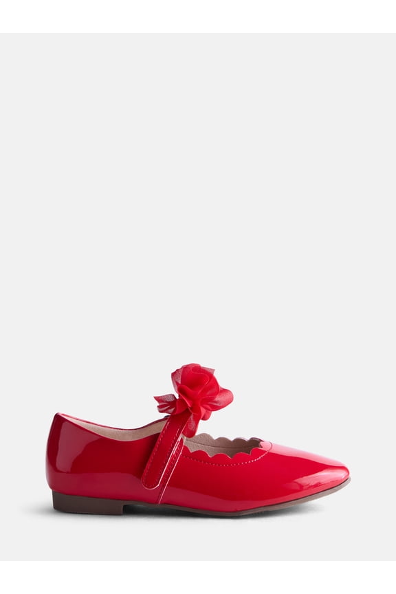 Little Girls and Big Girls Scallop Ballet Flats with Tulle Bow